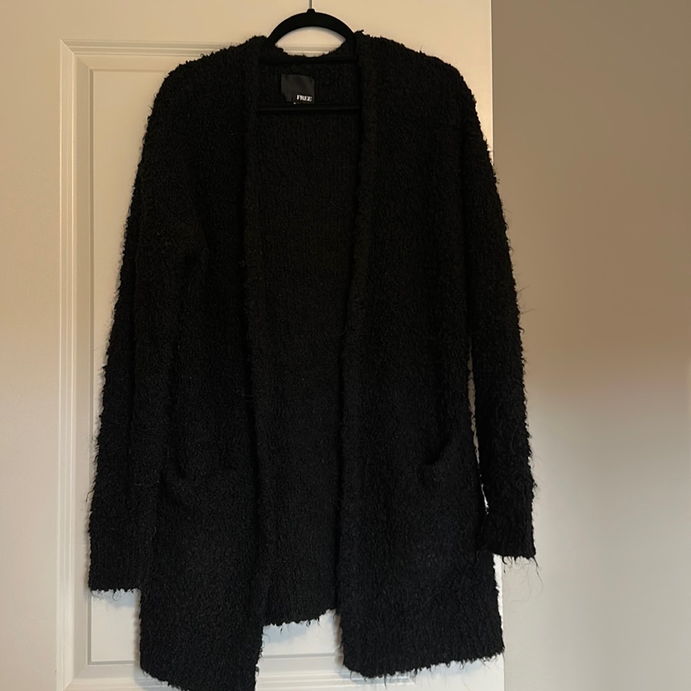 Aritzia Furry Cardigan BLACK SMALL